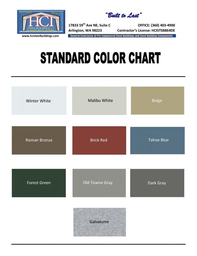 HCI Steel Color Chart
