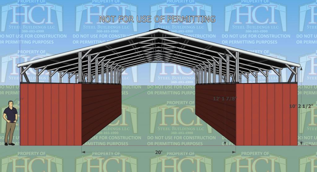 20x40x4 Shipping Container Cover with 2 8x20x4 2 LeanTos Roof Only Front 1024x555